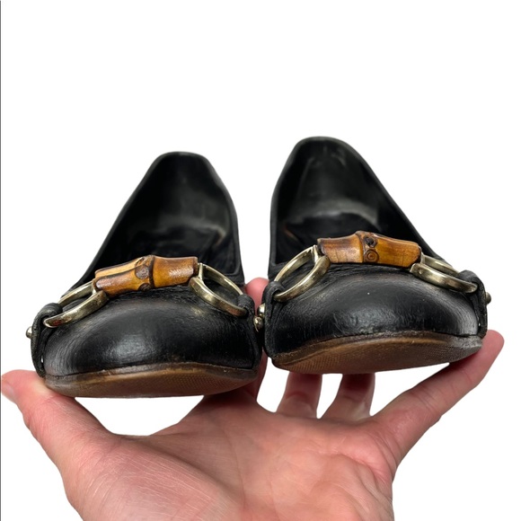Gucci | Vintage Bamboo Horsebit Round Toe Leather Pumps 5.5B - Picture 3 of 12